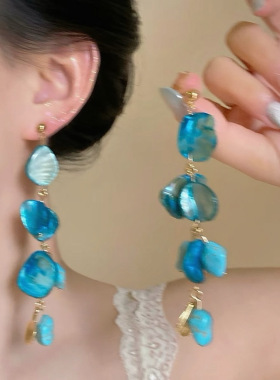 高级感海边氛围海星蓝色度假贝壳手饰女小众设计百搭多巴胺手链