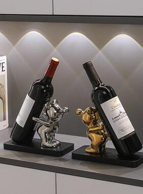 红酒架摆件轻奢高档暴力熊创意客厅酒柜装饰品家居电视餐边柜摆设