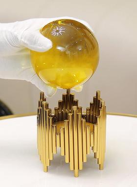 轻奢转运黄水晶球装饰客厅玄关酒柜办公室书房抽象招财工艺品摆件