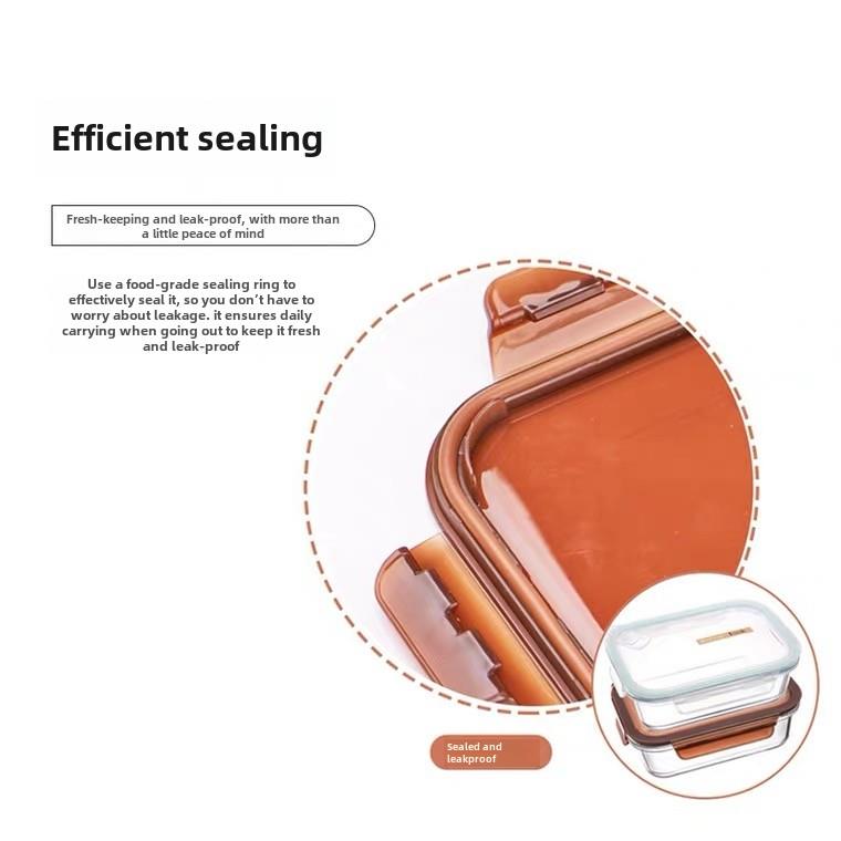 icook3分隔玻璃饭盒大号保鲜盒微波炉大容量便当盒玻璃密封碗带盖 - 图1