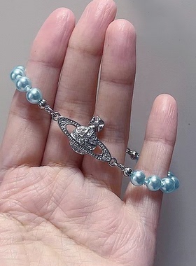 日单蕾系量产型土星手链珍珠双层玛瑙别针手链钻搪瓷爱心orb星球