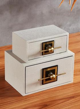 新中式样板房卧室装饰品梳妆台摆件创意实木漆器首饰盒珠宝收纳盒