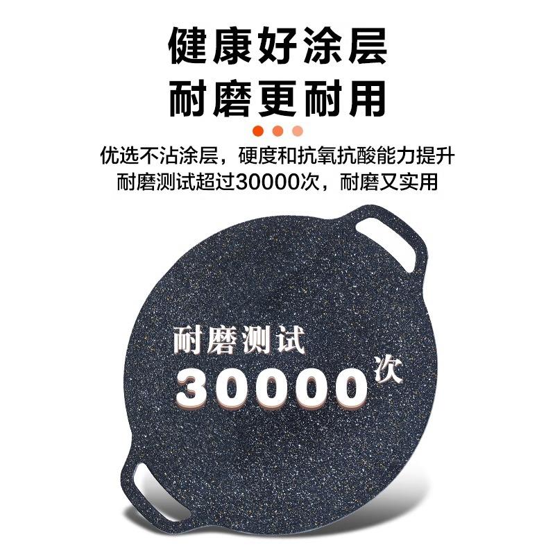 韩式烤肉盘户外便携家用烧烤盘麦饭石露营铁板烧不粘锅商用电磁炉 - 图3