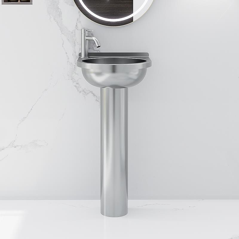 304不锈钢简易立柱洗手盆一体式小户型家用阳台卫生间洗脸盆台盆 - 图1