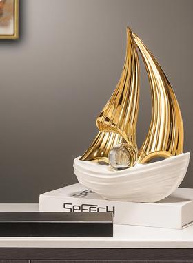 2025新款一帆风顺帆船摆件客厅玄关电视柜酒柜装饰品办公室高级感