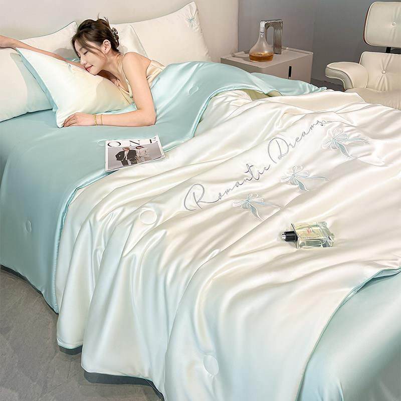 夏季水洗冰丝夏凉被四件套天丝空调被凉感丝滑薄被子单人宿舍被单,淘宝优惠券,粉丝福利购,淘宝优惠卷