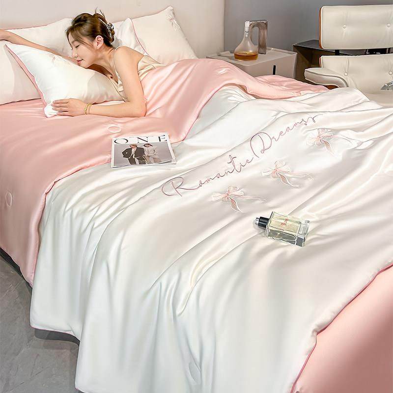 夏季水洗冰丝夏凉被四件套天丝空调被凉感丝滑薄被子单人宿舍被单,淘宝优惠券,粉丝福利购,淘宝优惠卷