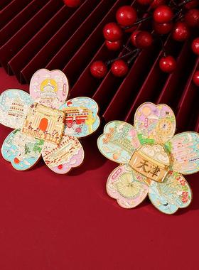 网红爆款山西城市系列创意磁吸国潮文创旅游纪念金属冰箱贴