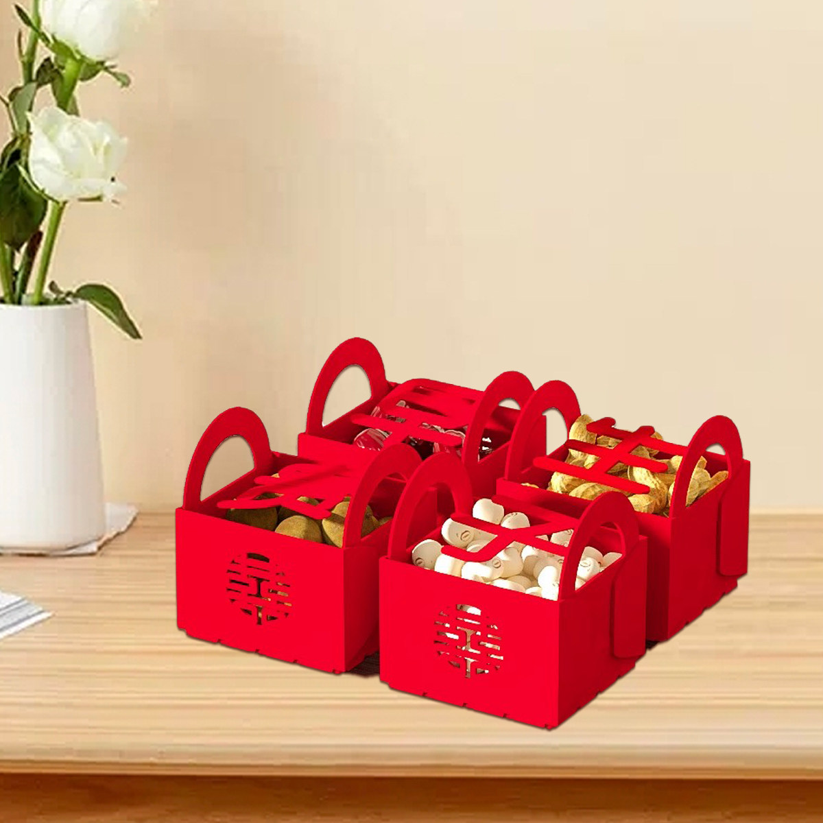 结婚用品早生贵子提篮干果组合小篮子压床摆件婚房婚礼装饰布置,淘宝优惠券,粉丝福利购,淘宝优惠卷