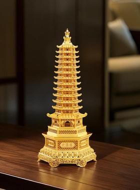 黄铜花丝金色文昌塔13层摆件家居书房桌面装饰品登科及第送礼品