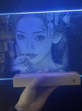 锤子玻璃画 画私人定制做非遗女朋友生日礼物手工照片高级琉璃灯