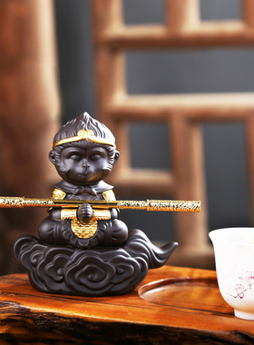 齐天大圣鱼缸造景摆件孙悟空紫砂茶宠茶台假山盆景摆件装饰品家居