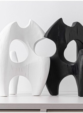 现代简约创意树脂j抽象火苗形摆件客厅玄关样板间电视柜桌面装饰