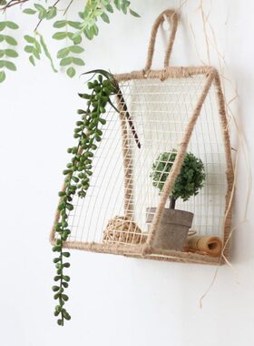 装饰摆件杂货觅铁线桌面点编织收纳框手工艺术物件创意壁挂 小