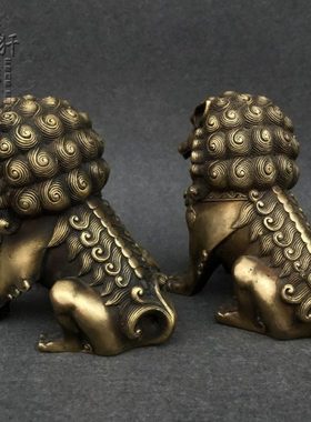 纯铜狮子摆件一对铜狮北京狮宫门狮家居装饰礼品摆设