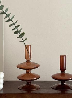 轻奢高档客厅装饰摆件玻璃花瓶复古创意入户门摆设桌面房间电视柜