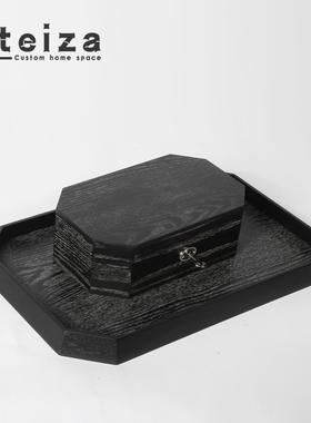 Oteiza现代简约布料首饰盒收纳盒实木托盘样板间衣帽间办公室摆件