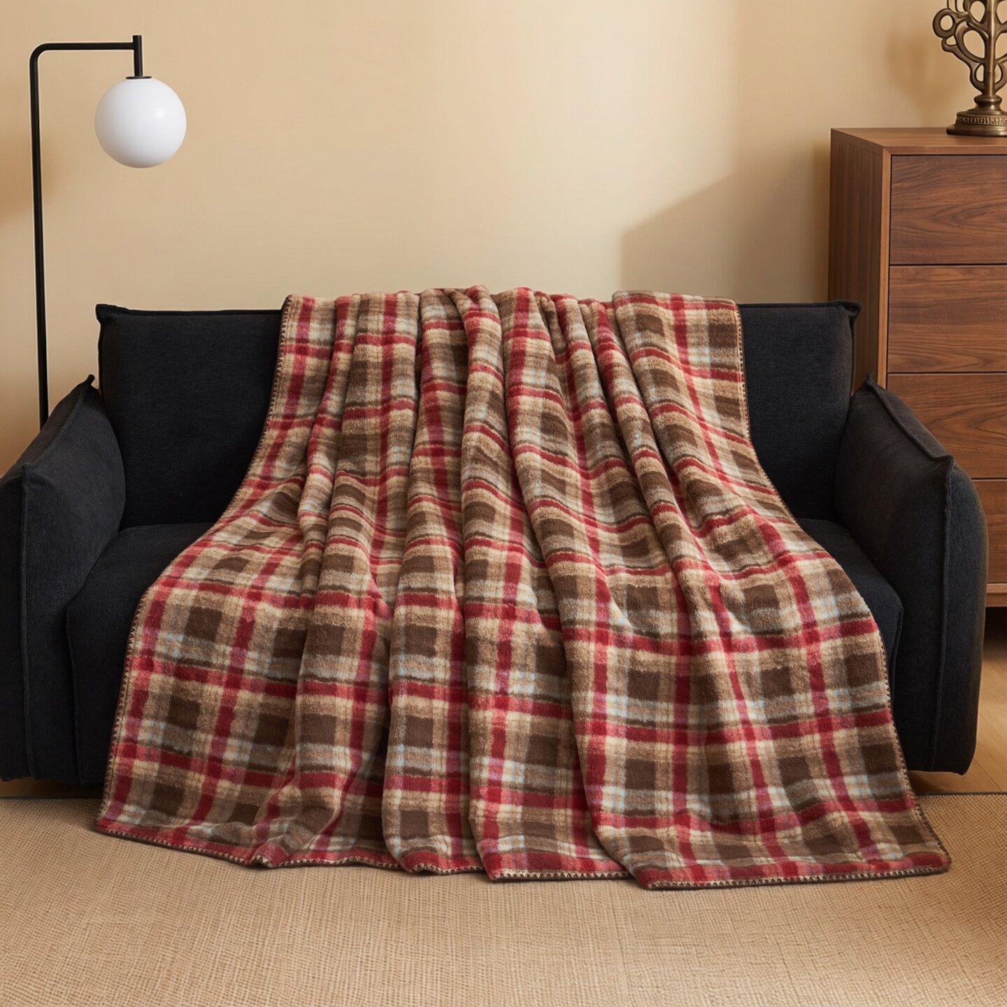 ins北欧简约立体花羊绵绒毛毯秋冬办公室卧室午睡毯1.5/2.0/2.2m