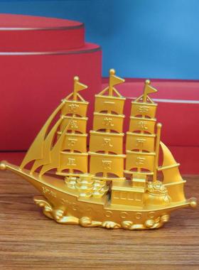 沙金一帆风顺帆船工艺品摆件家居办公室前台装饰礼品金属摆件