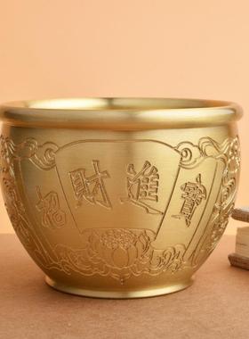 纯黄铜米缸百福缸聚宝盆桌面小摆件烟灰缸书房装饰品厂家