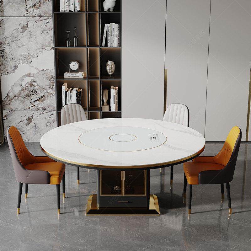 内嵌转盘餐桌椅组合家用轻奢现代简约多功能电磁炉可伸缩方圆两用,淘宝优惠券,粉丝福利购,淘宝优惠卷