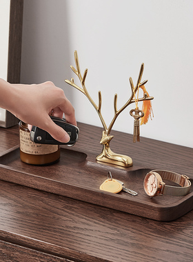 实木进门入户玄关放钥匙收纳托盘摆件创意轻奢门口鞋柜木质置物架