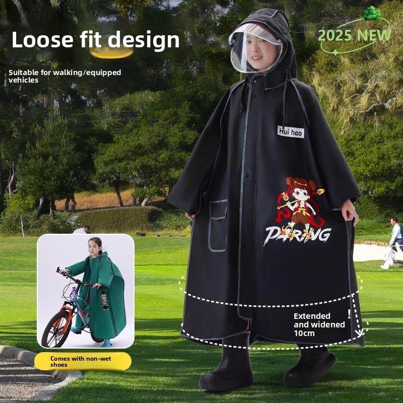 Qingbing Raincoat Fashionable Children's Raincoat Nezha Unisex Rainproof School Special Baby Bicycle