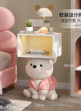 卡通暴力熊卧室床头柜落地摆件客厅沙发边柜儿童房床边收纳储物柜