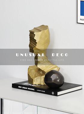 现代简约欧式样板间桌面书镇装饰品书房客厅金色黑色金属球摆件