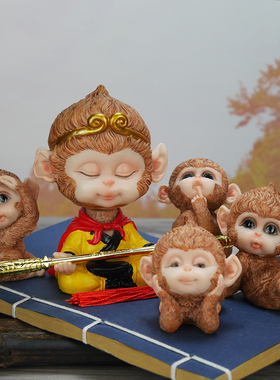 猴子茶宠摇头摆件精品创意工艺品孙悟空茶玩微景观盆栽车内装饰品