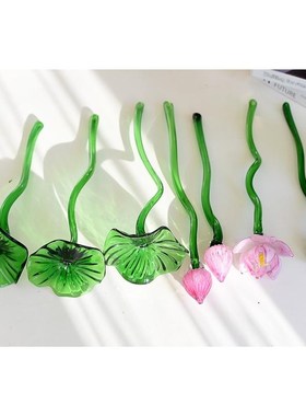 手工制作琉璃花荷花荷叶莲蓬和和美美玻璃工艺品家居装饰礼品摆件
