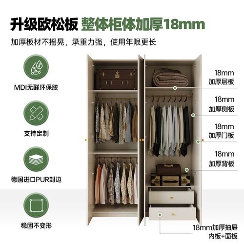 定制衣柜加高至2.5-3.0米法式奶油风家用卧室一门到顶大衣橱柜子 - 图1