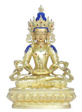 长寿佛佛像摆件纯铜全鎏金藏传密宗居家佛台供奉5寸7寸10无量寿佛