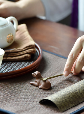 创意陶瓷迷你可爱小狗招财摆件家用客厅茶桌装饰品微景观造景配件