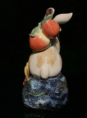 石湾公仔陶瓷兔子摆件家居装饰客厅新中式小白兔摆设兔年春节送礼