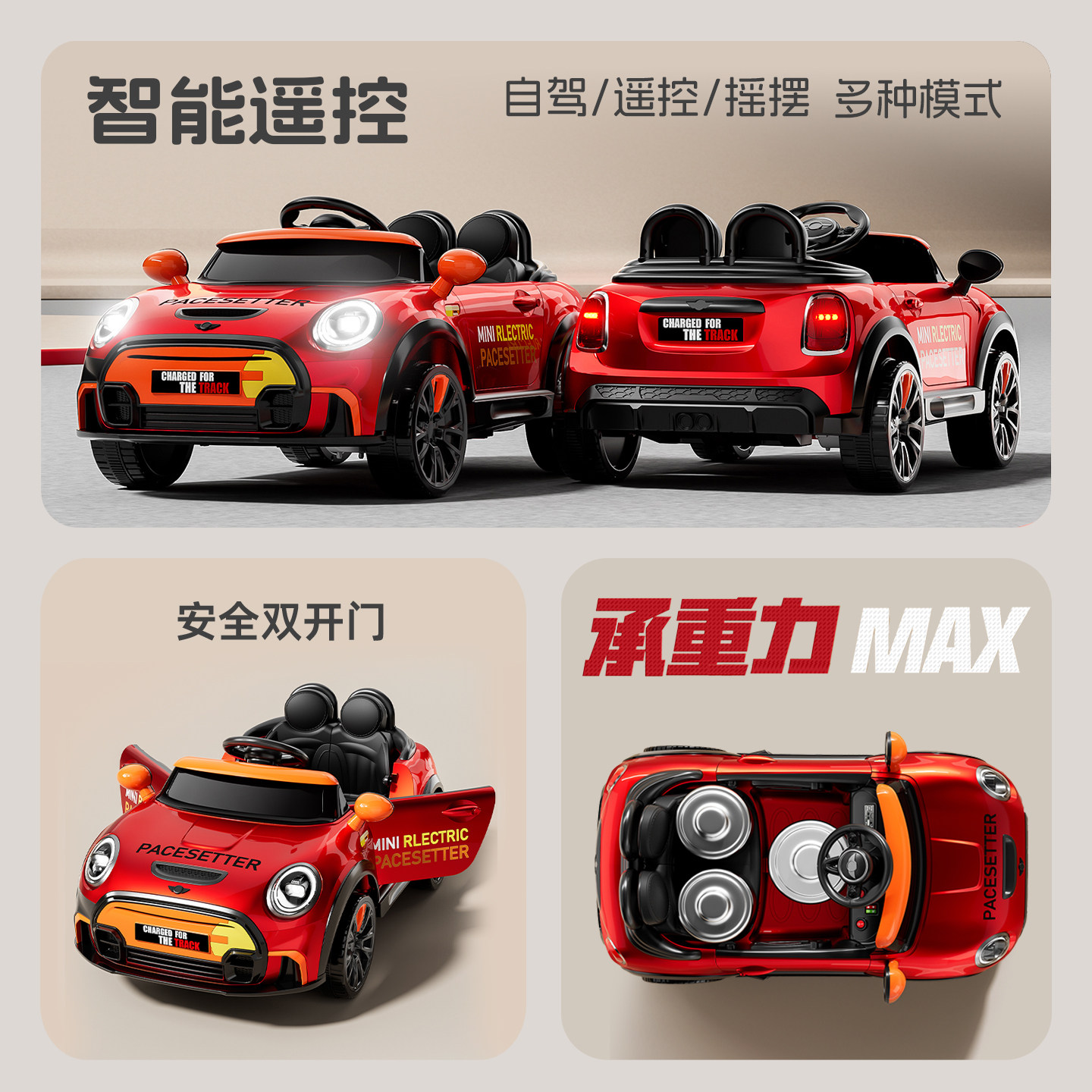 儿童电动车可坐人四轮汽车男女孩可遥控玩具车宝宝双人座充电童车,淘宝优惠券,粉丝福利购,淘宝优惠卷