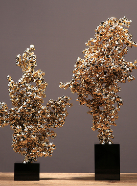 新中式创意轻奢发财树金山摆件家酒柜摆设玄关电视柜样板间装饰品