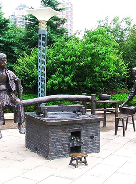 民俗小品商业街景观市井买卖情景玻璃纤维仿铜人物雕塑城市户外摆