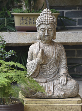 户外花园装饰庭院别墅阳台布置造景复古做旧招财禅意佛像落地摆件