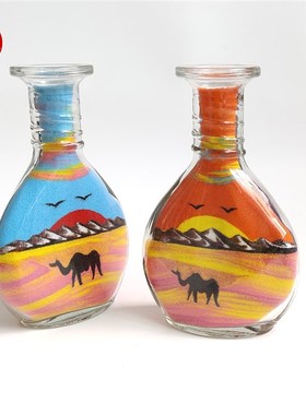 敦煌沙画瓶鸣沙山五色沙子沙瓶画漂流大扁瓶敦煌旅游纪念礼品包邮