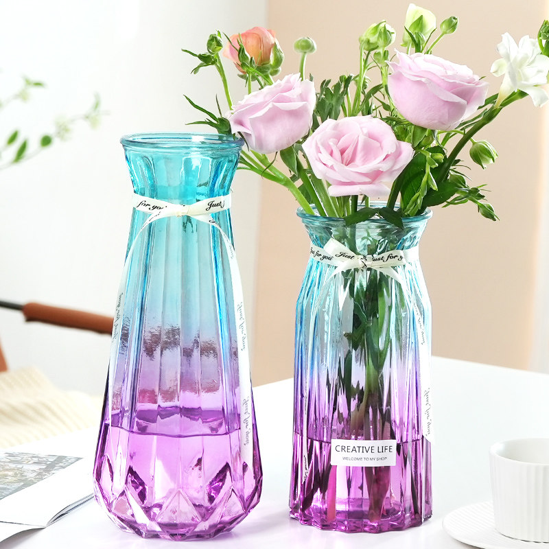 【二件套】大号玻璃花瓶透明水培鲜花富贵竹百合花瓶客厅插花摆件,淘宝优惠券,粉丝福利购,淘宝优惠卷