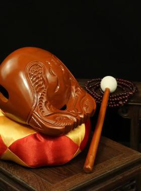 香樟木 实木木鱼法器 寺庙木鱼打击乐器木雕摆件佛堂家用木鱼