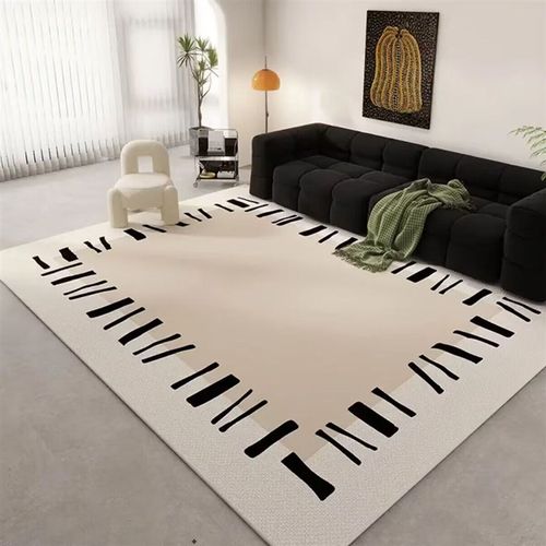 客厅法式仿羊绒地毯奶油风高级简约沙发茶几毯家用卧室床边地垫 - 图0