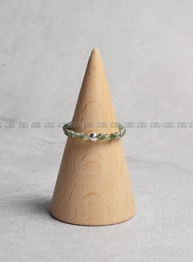 Ciel原创手工天m然绿发晶戒指2mm极细迷你切面不规则指环关节尾戒