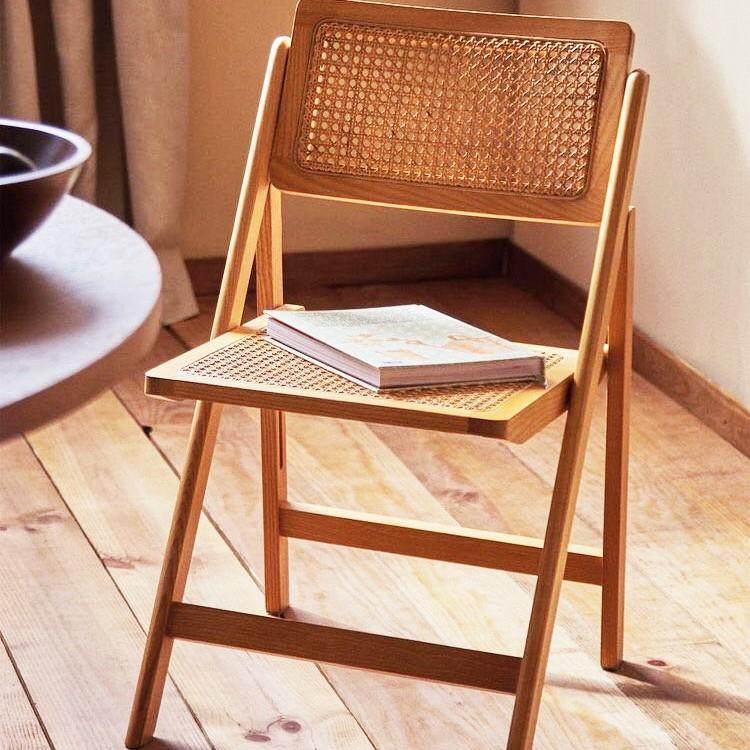 厂家直销椅子餐椅藤编折叠椅实木收纳耐用静音阳台餐桌椅北欧风,淘宝优惠券,粉丝福利购,淘宝优惠卷