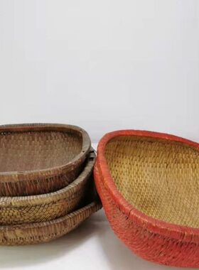 收藏怀旧旧笸箩针线老民俗竹编老式摆件农家老物件饰院装簸箩农具