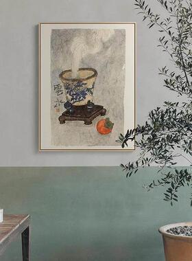 新中式三联客厅沙发背景墙面装饰壁画餐厅玄关饭厅日系原木风挂画