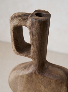 如/Wabig风格复古花瓶装饰品B&B酒店餐厅客厅创意装饰实木旧