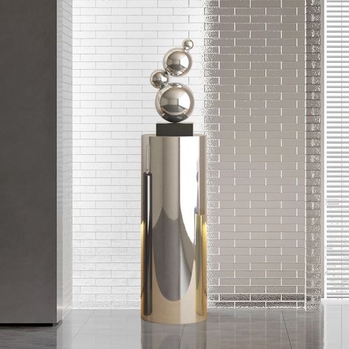 不锈钢圆柱摆件底座样板房客厅电视柜旁花架意式极简橱窗展示台 - 图2