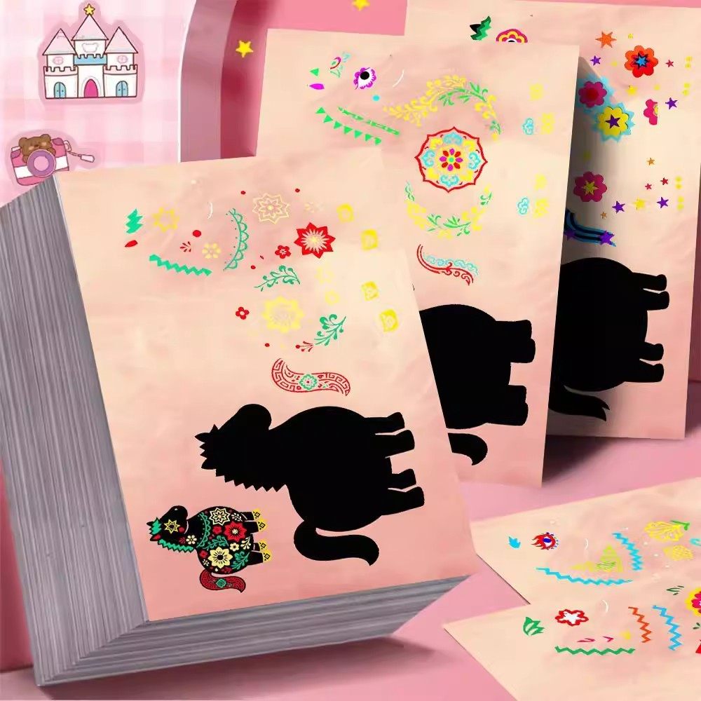 24张马年创意非遗剪纸拼图贴纸彩色小马趣味手工儿童玩具diy贴画,淘宝优惠券,粉丝福利购,淘宝优惠卷